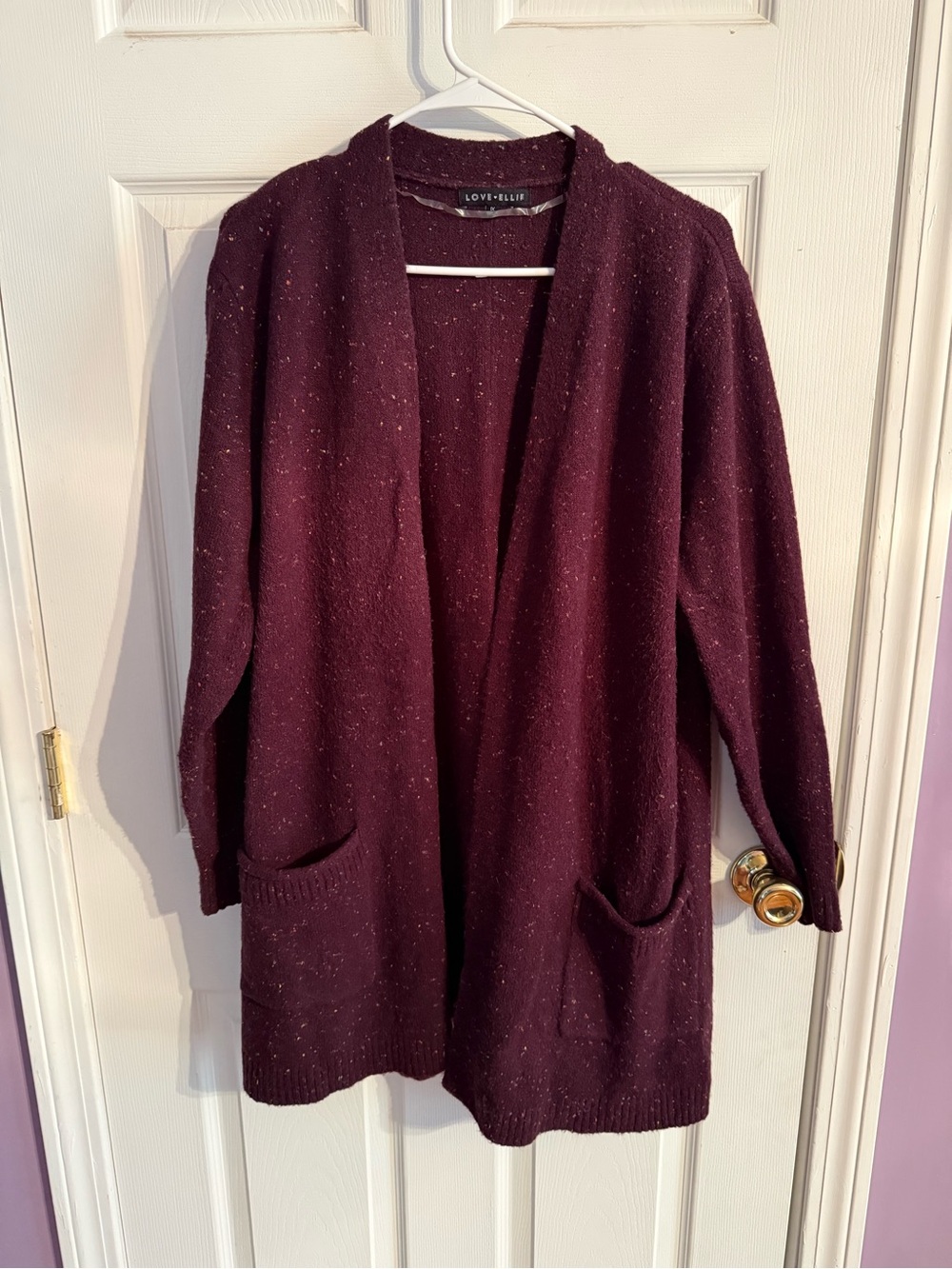 Love, Fire Open-Front Wine Cardigan with Pockets